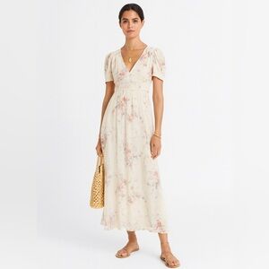 LOVESHACKFANCY Ariel Silk Maxi Dress Monticello Floral Feminine Coquette XS‎ 0/2